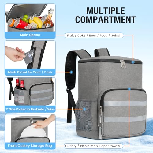 Image of Backpack Cooler - 54 Cans Large Capacity Insulated Leak Proof Backpack for Men & Women, Cooler Bag Picnic Camping Beach Hiking Travel Lunch Backpack