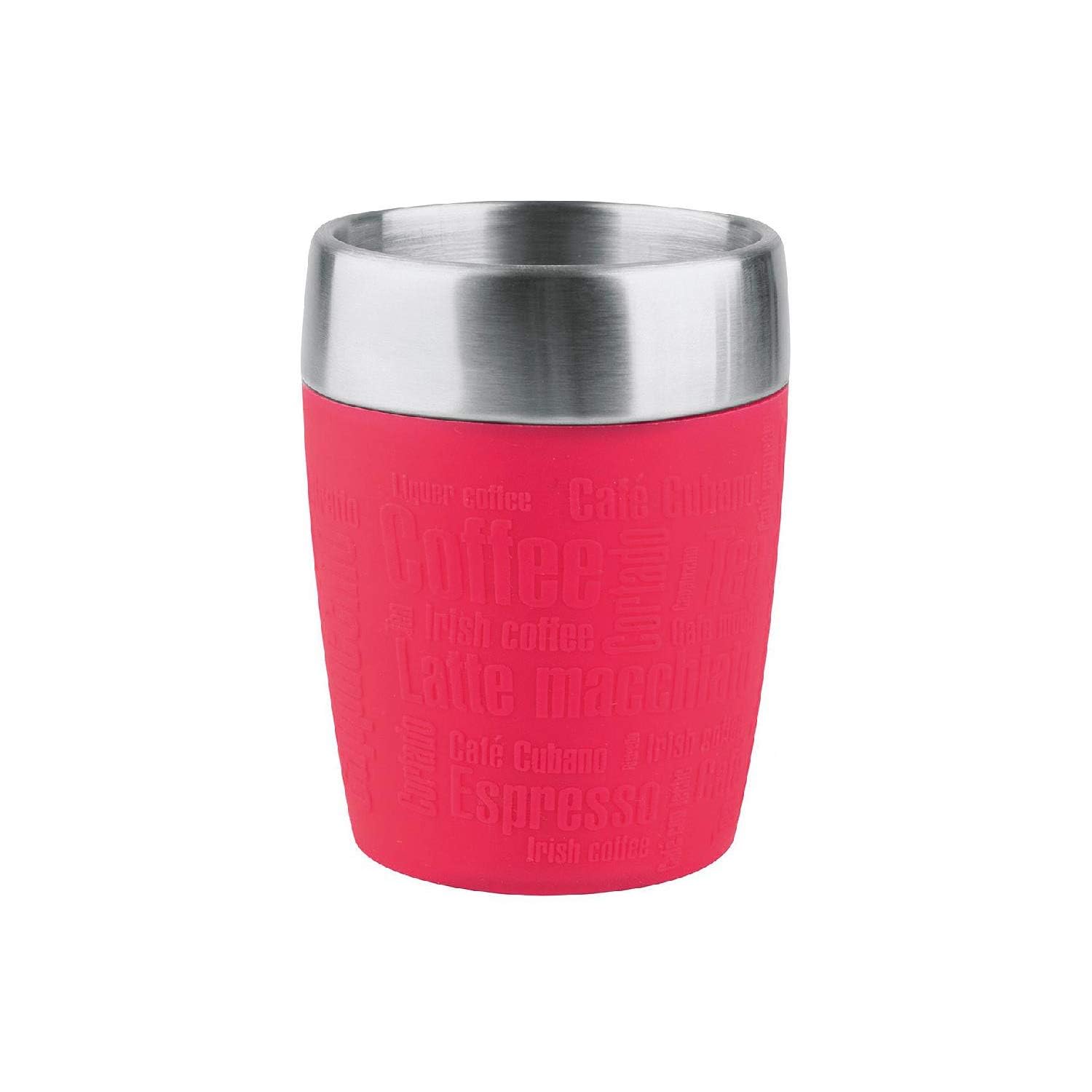 Emsa 514517 Travel Cup, insulated drinking cup with rotating closure, 200 ml, raspberry