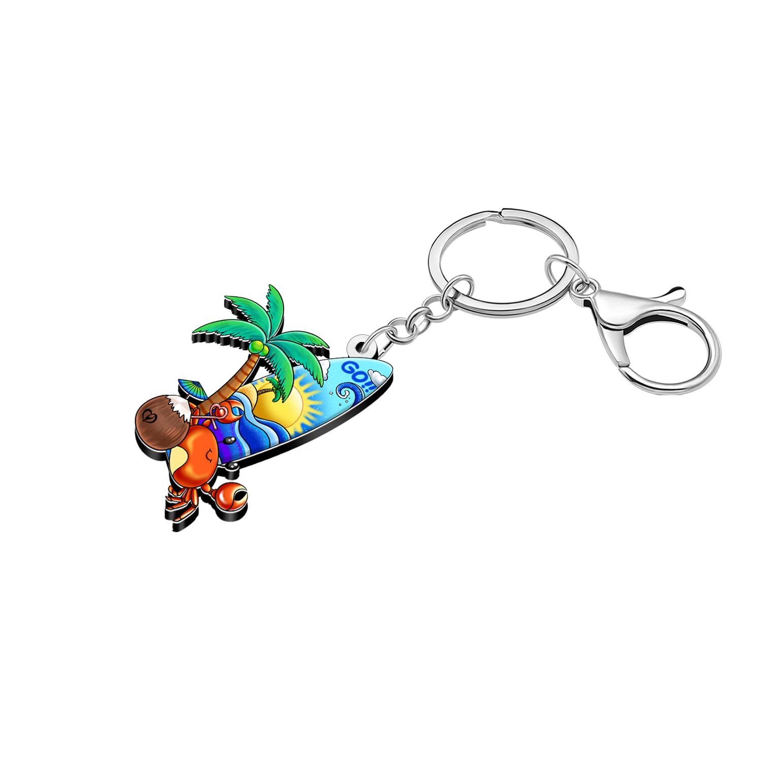 WEVENI Acrylic Fun Crab Surfboard Keychain Beach Vacation Summer Gifts for Surfers Women Girls Bag Charms Purse Accessories (Multi) - Image 2