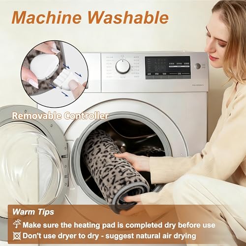 Image of Electric Heating pad for Back Neck Shoulder Knee Arms Legs- Electric Heat Pads with 6 Heat Settings & Auto Shut Off &Dry /Moist Heat Heating Pad for Birthday Mother Father Girl Men Women, Leopard