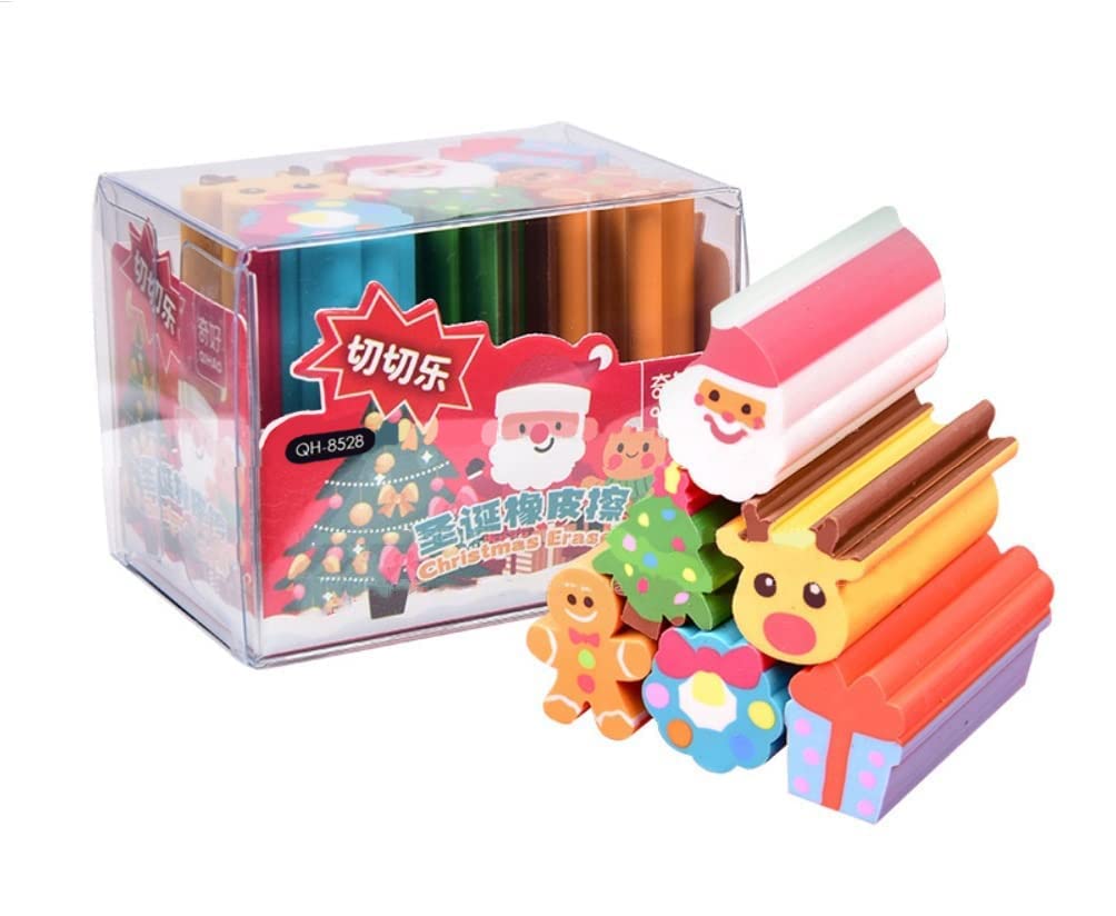 Mayatra's Christmas Theme Pencil Eraser for School Children,Cute Erasers for Kids Different Shapes,Soft Non-Dust Stationary Puzzle Erasers,Best Christmas Gifts for Kids (Pack of 1, Multicolor)