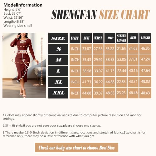 Image of Women's Elegant Church Vintage Bodycon Dress Casual Long Sleeve Work Business Pencil Split Sheath Midi Dresses