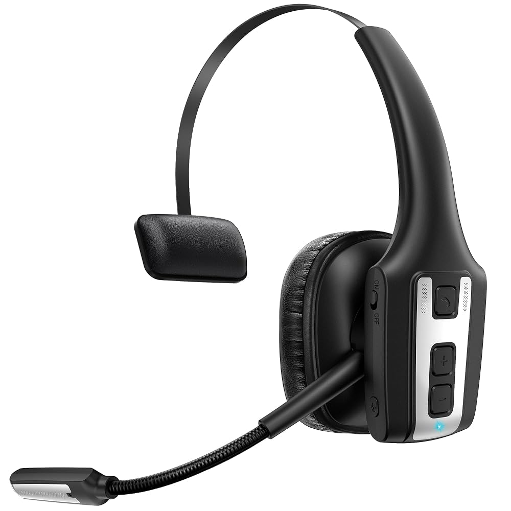 PrancyBt Bluetooth Headset with Noise Reducing Microphone, Wireless Computer Headset with USB Dongle and Charging Stand, Office Headset with Mute Button for PC, Laptop, Zoom, Teams and Phone Calls-image-36