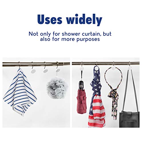 Shower Curtain Hooks, Marble Home Decorative Rust Resistant Shower Curtain Rings for Bathroom, Glide Shower Curtain Hooks for Shower Liner, Set of 12 for Shower Rod (Nickel)
