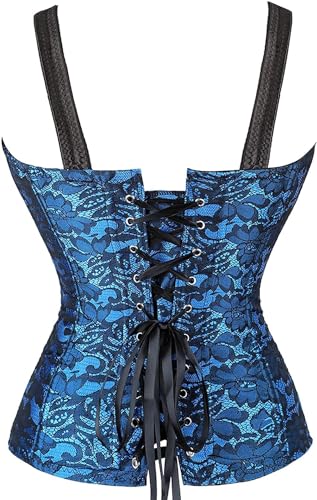 Image of Women's Lace up Gothic Jacquard Shoulder Straps Tank Overbust Shaper Corset Bustiers Top