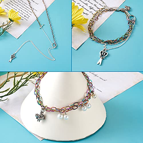 Fashewelry 16.4Ft Rainbow 304 Stainless Steel Cable Chain Unwelded Flat Oval Paperclip Chain 6.5X3.5Mm Cross Long Craft Link Chain For Necklace Bracelet Extender Chain Jewelry Making Supplies #TOP3