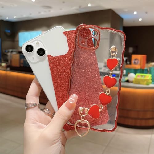 Coque iPhone XR antichoc dorée à placage luxe et bracelet cœur perlé