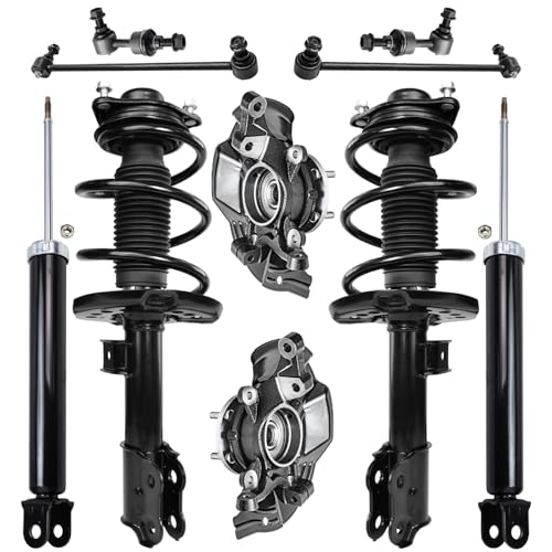 Image of Detroit Axle - 2.0L Front 10pc Suspension Kit for 2011 Kia Optima, 2 Steering Knuckles & Wheel Bearing Hubs 2 Struts w /Coil Spring 2 Rear Shock Absorbers 4 Front and Rear Sway Bars Replacement