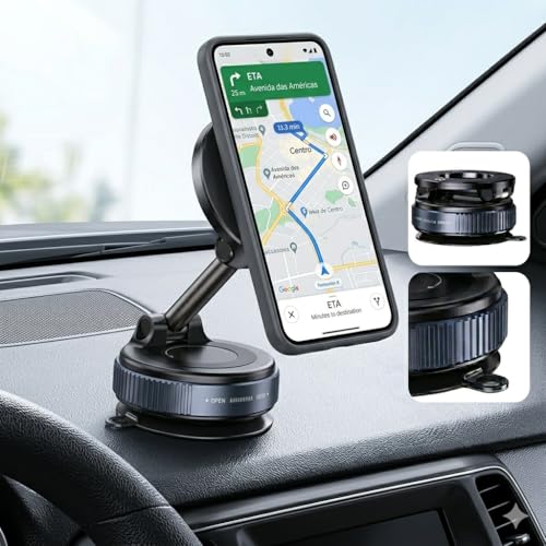 Suporte de Celular Para Carro e Mesa Magnético Universal Com Imã e Ventosa Potente Ajustável Com Rotação 360°, Suporte para Smartphone Portátil Multiuso com Imãs e Ventosa para Fixação de Dispositivos