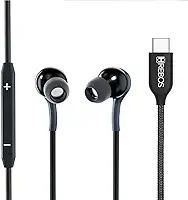 Fone de Ouvido Type C Android iPhone 15 Com Fio HSound 3ª Geração Microfone Volume Trançado Resistente