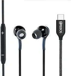 Fone de Ouvido Type C Android iPhone 15 Com Fio HSound 3ª Geração Microfone Volume Trançado Resistente