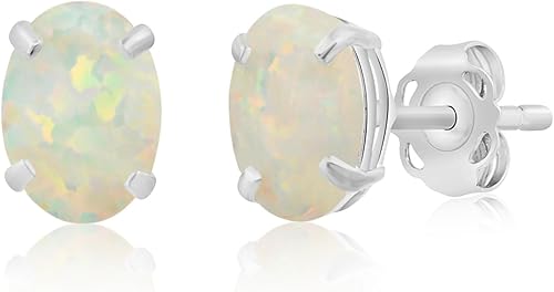 14k Gold Oval Stud Earrings for Women with Push Backs and 7x5mm Birthstone Earrings Real Gold Gemstone Earrings for Women Gemstone Stud Earrings