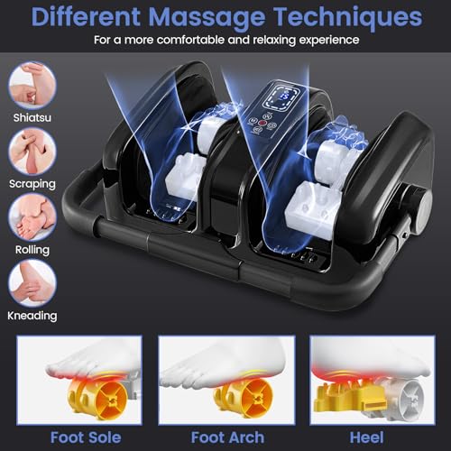 Image of Giantex Foot Massager with Heat and Remote Control, Calf Massager with 3 Massage Settings, Timer, Washable Cover, Adjustable Stand, Foot Massage Machine for Calf Arms Relax, Gift for Women Men (Black)