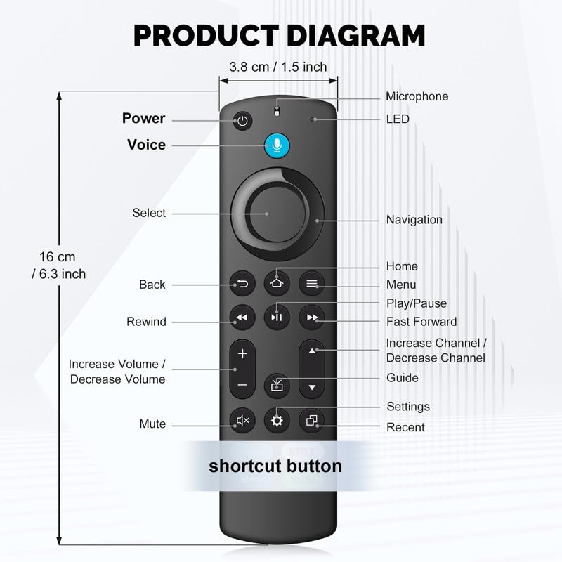 Image of Replacement Voice Remote for All FireSeries TV Stick, Compatible with Fire Insignia TVs Stick (2nd /3rd Gen) /4K /4K Max /Lite, for Smart TV 3rd Gen and TVs Cube