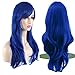 AKStore Women's Heat Resistant 28-Inch 70cm Long Curly Hair Wig with Wig Cap, Blue