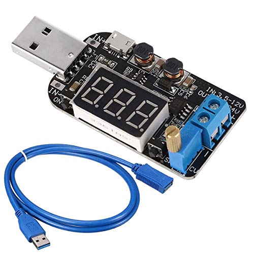 DAOKI DC-DC Digital USB Buck Boost Converter Module 5V to 3.3V 9V 12V 18V 24V Adjustable Step Up Down Voltage Regulator Power Supply Module with USB Extension Cable