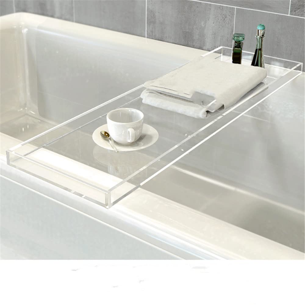 JKJZSALJ 33" Luxury Clear Bathtub Caddy Tray - Elegant Shower Storage Shelf Spa Accessories For Relaxing Baths Home Decor & Nization For Self-Care-Clear
