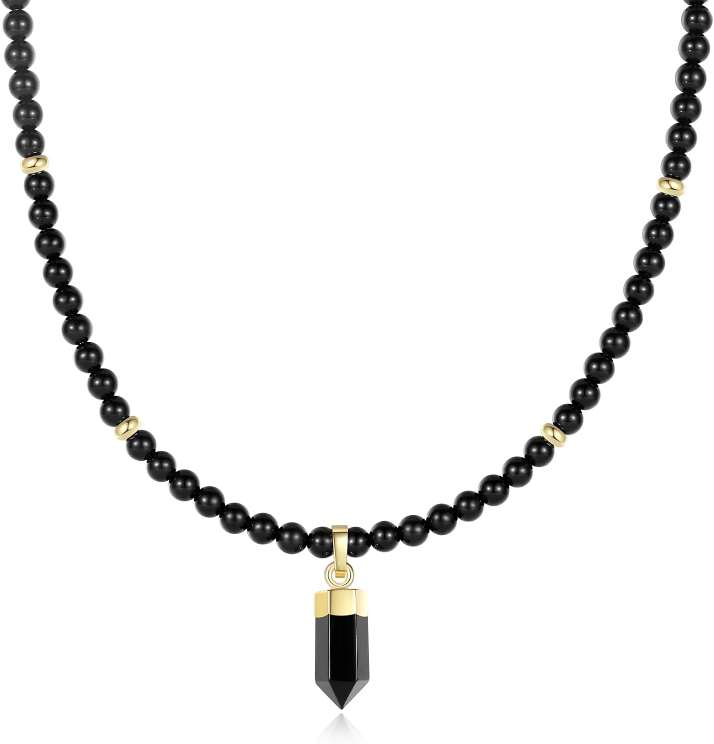 COAI Hexagonal Pointed Pendant Crystal Necklace for Women, Onyx Beaded Necklace for Women