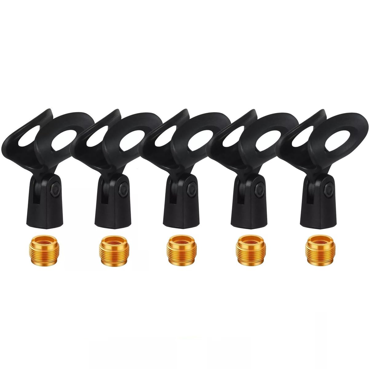 Generic Replacement MZQ800 Microphone Clamp Clip Holder for Sennheiser Pro Audio Professional e 935, e 945 Microphone, with Screw Adapters 5/8 Male to 3/8 Female, Black, 5 PACK