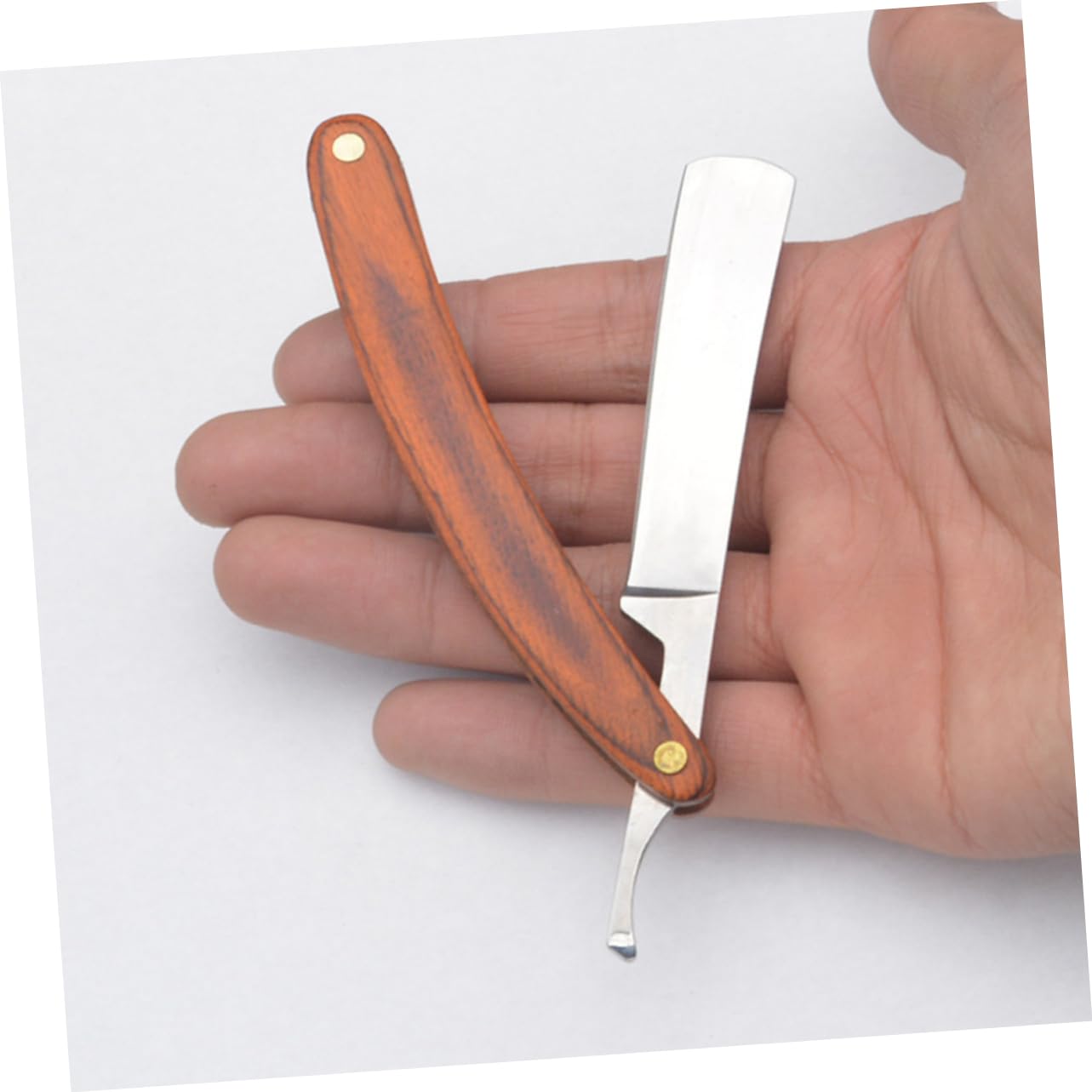 IWOWHERO Wood Handle Razor Manual Vintage Shaver Stainless Steel Old-fashioned Haircut Tool for Men