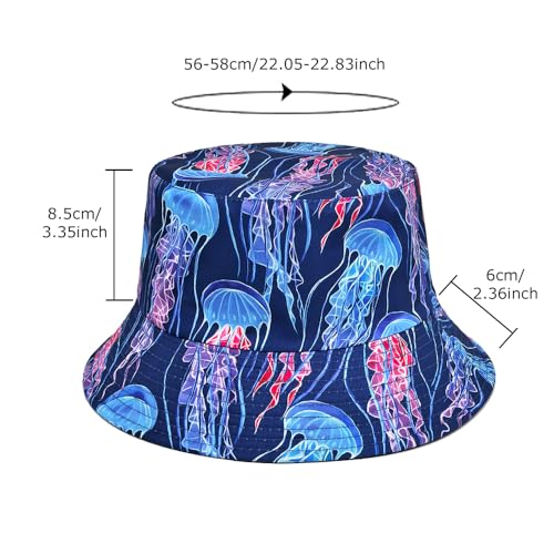 Image of Bucket Hat for Women Men,Travel Sun Beach Cap,Unisex Fishing Outdoor Boonie (Jellyfish)