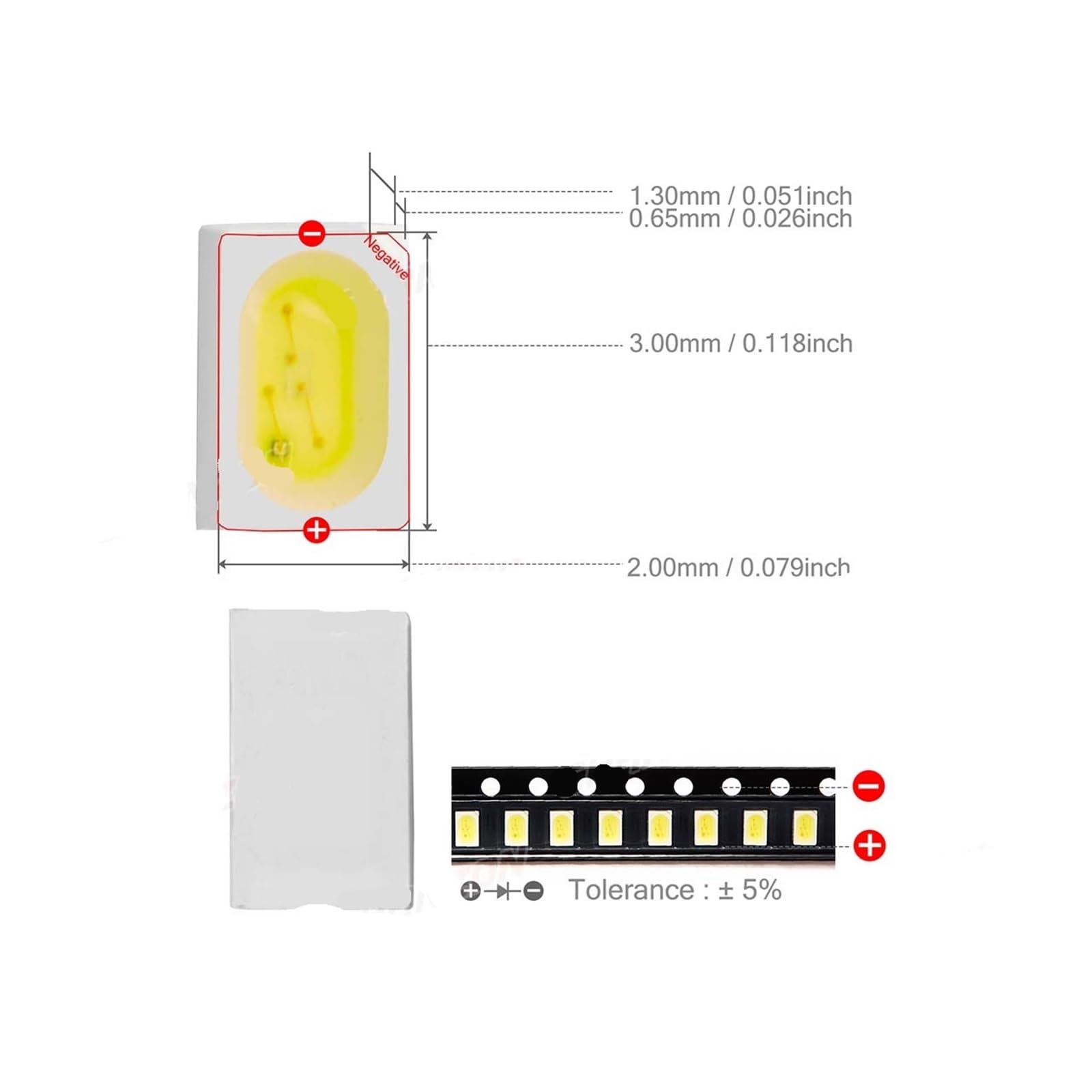 WHWRCADV 5 Pcs SMD 3020 LED Light Emitting Diode Lamp Chip White Color 0.06W 3V SMT Mount for DIY PCB Circuit