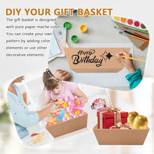 Holtrae 6er Set Präsentkorb Leer DIY Geschenkkorb Pappe mit Griffen Ohne Deckel Schachteln Lebensmittelecher Geschenkbox Feiertage Geschenke für Personalisierte Geschenkpakete Weihnachten Ostern