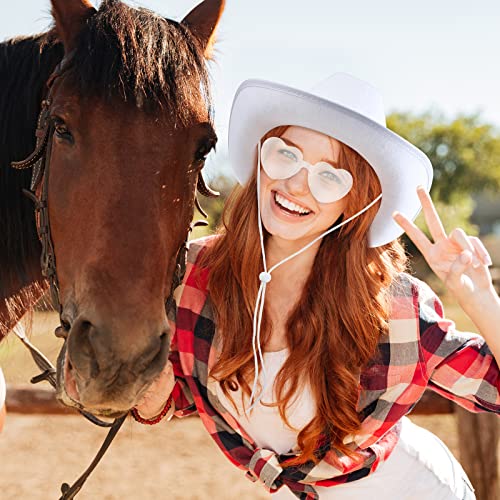 Image of 36 Pcs Adult Cowboy Hat with Paisley Bandanna Heart Sunglasses Unisex Felt Cowboy Hat Men Women Western Party Costume