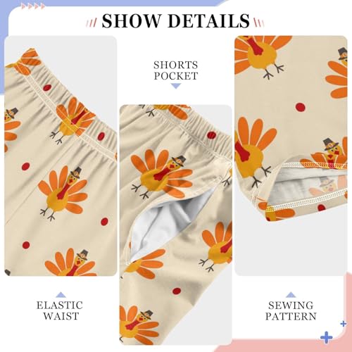 ZZXXB Turkey Pattern Boys Long Pants Soft Trousers Elastic Waist Kids Lounge Bottoms with Pockets S-XL4