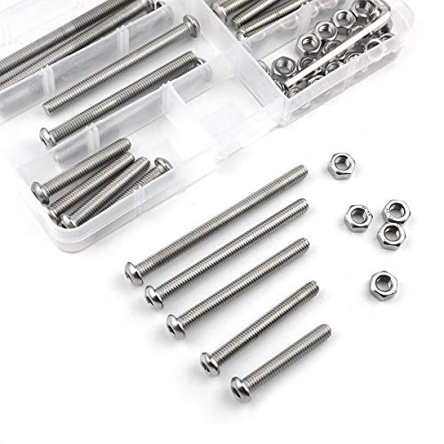 Hamineler 304 Stainless Steel M6 X 80/70/60/50/40Mm Metric Hex Socket Button Head Cap Bolts Screws Assortment Set With Nuts Allen Socket Drive #TOP3
