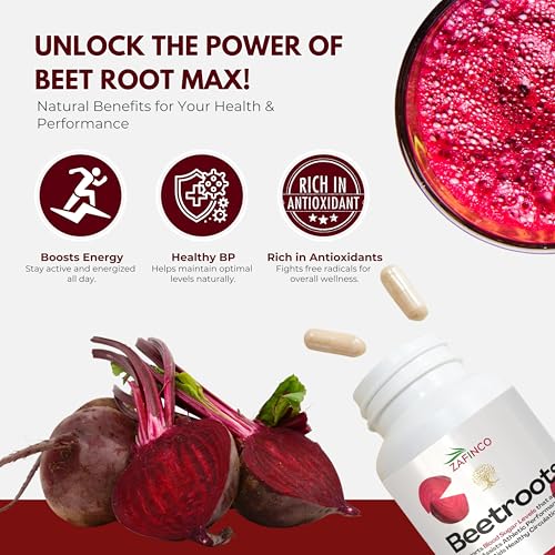 Image of Beet Root MAX Capsules -Organic 1300mg High power BeetRoot Supplements for Blood Flow, Mens Performance, Digestive & Immune System. US made Beet Root Powder Capsules- Non-GMO and Gluten Free-60 Count