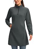 Pudolla Women's Fleece Dress Sweatshirt with Pocket Pullover Winter Dress Charcoal Heather M