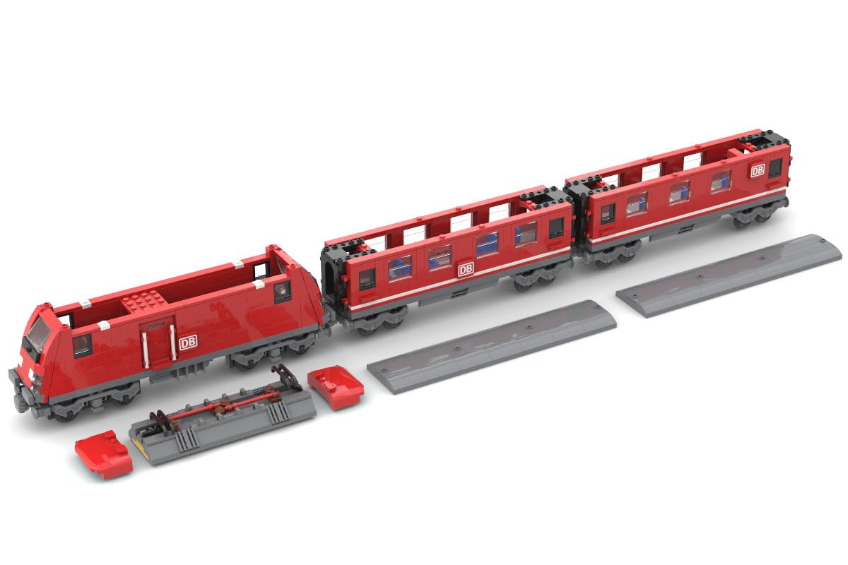 DB Lokomotive 988 Klemmbausteine für City und Zug - Bausteine für Kinder | mit Speise- und Personenwagen – 76,5 cm lang – mit bedruckten Steinen – kompatibel mit gängigen Bausteinsystemen und Lego