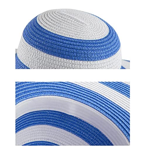 Chapeau de soleil Panama de qualité supérieure style capeline à rayures - 2