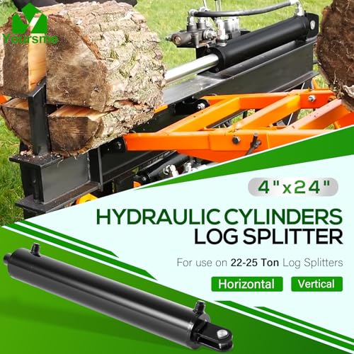 Image of 4x24 Log Splitter Hydraulic Cylinder 4 inch Bore 24 inch Stroke 1.75 inch Rod 3500 PSI, Heavy-Duty Double Acting Universal Use on 22-25 Ton Horizontal /Vertical Log Splitters