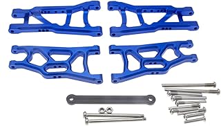 GTHELE Aluminum Front&Rear Suspension A-Arms&Tie Bar for 1/10 Traxxas Slash 2WD RC Car Upgrade Parts Hop Ups, Replacement of 2555 3631 2532, Dark Blue