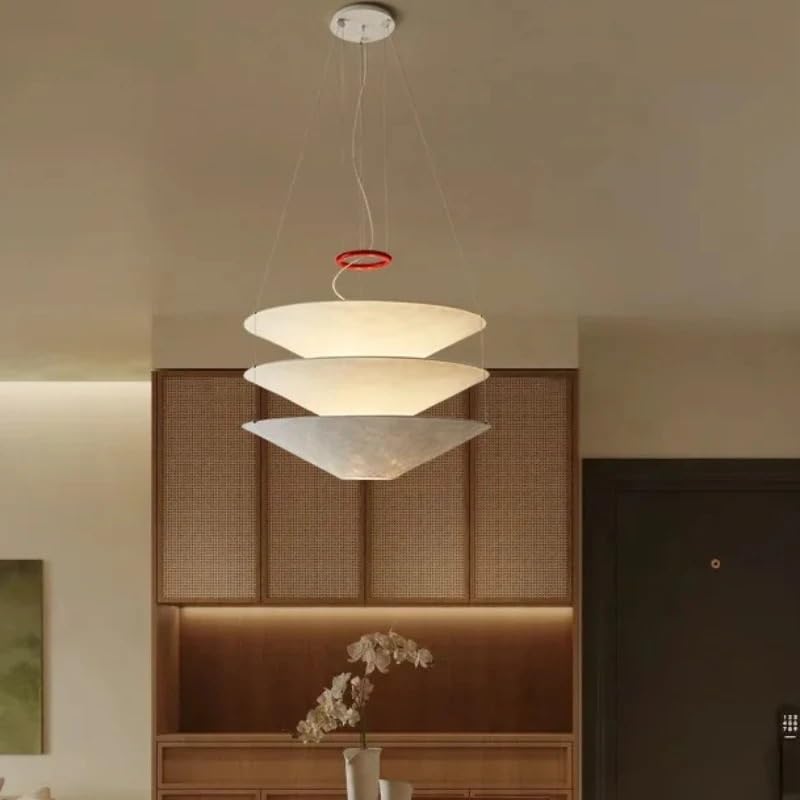 Lustre en papier minimaliste nordique à lumière chaude texturée pour décoration épurée