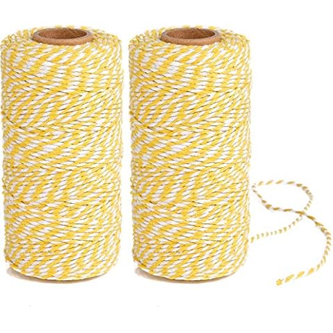 Eison Wedding Twine Holiday Twine Cotton Bakery String Yellow and White Twine Rope Cord for Wedding and Holiday Gift Wrapping, Arts Crafts 656 Feet Cover