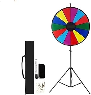 LUCIHZ 18 Inch Tabletop Color Prize Wheel with Folding Tripod Floor Stand 14 Slots Dry Erase for Win Fortune Spinning Stand Game (Color : Round, Size : 24 Inch Prize Wheel)