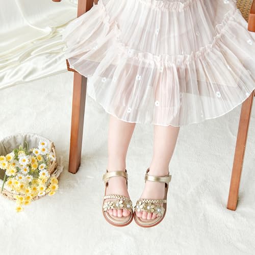 Image of Kolan Toddler Girl Sandals Open Toe Flat Princess Dress Shoes Little Kids