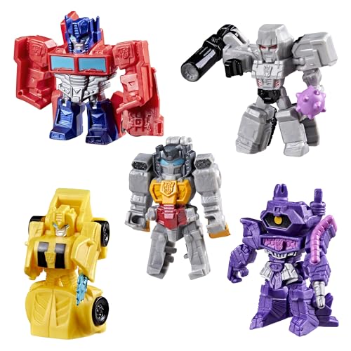 Transformers Tiny Turbo Changers, Minifiguras de acción de 3,5 cm, Set de 5 Personajes para coleccionar, Robots de Juguete para niños a Partir de 5 años