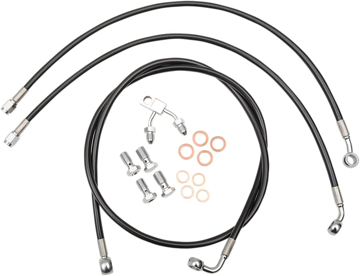 La Choppers LA-8122B16B Black Vinyl-Coated Stainless Steel Brake Line Kit - 15-17in. Ape Hangers