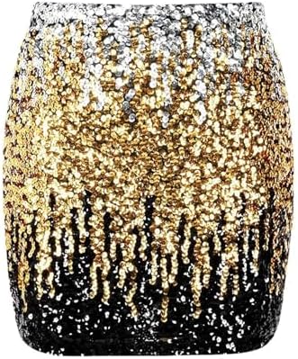 Pailletten Rock Für Damen – Elastische Taille, Mit Futter, Glitzernder Partyrock Für Festival & Karneval