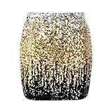 🎉【Komfortables Material】 - Unsere Paillettenröcke mit hoher Taille bestehen hochwertigem Polyester Pailletten, das weich angenehm zu tragen ist, schwer zu brechen, mit einem elastischen Netzfutter ausgestattet ist leicht figurbetonte Effekte zu erzielen ist. Sie können sie mit Leichtigkeit verwenden Vertrauen.
