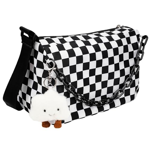 Sac à bandoulière réglable imperméable en nylon noir avec grand espace de rangement