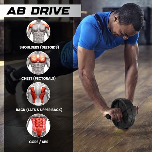 Image of Jaspo AB Drive Abs Roller Wheel with Stainless Steel Rod for Men & Women - Core Strength Training Abdominal Workout Equipment for Home Gym