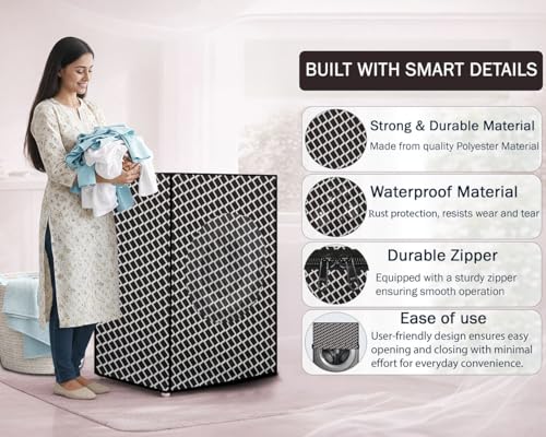 Image of Stylista Washing Machine Cover Compatible for Bosch 8 KG Fully-Automatic Front Loading WAJ28262IN, Check Grey