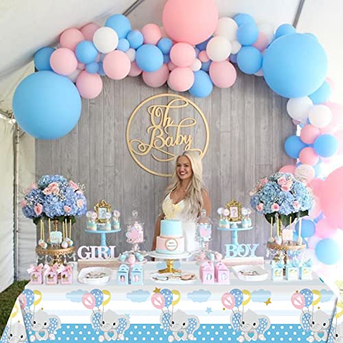 4 Pieces Baby Shower Tablecloths Decorations Blue Elephant Table Cover Birthday Tablecloth 108×54 Inch Rectangular Plastic Table Decors For Baby Boy Gender Reveal Party Supplies #TOP6