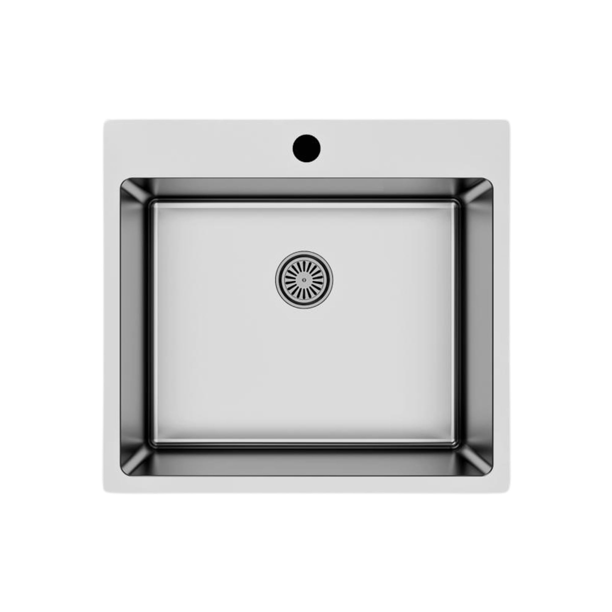Faizee Home | Edelstahlspüle 50 × 55 cm Silber – Moderne eckige Küchenspüle aus Edelstahl inkl. Siphon-Set | Hochwertige Einbauspüle für Unterschränke ab 45 cm