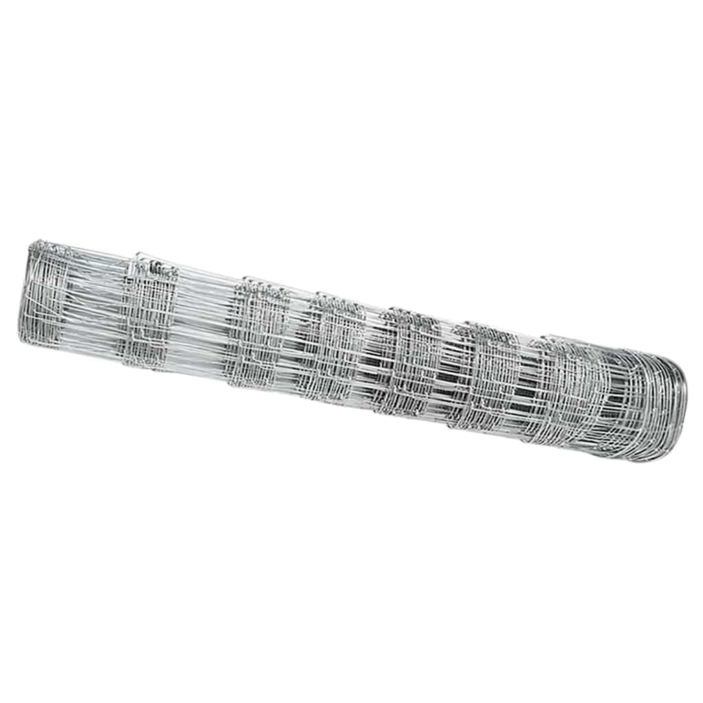 Galvanised Steel Field Fence Silver 50 x 0.8 m Roll Durable Outdoor Garden Border Livestock Enclosure Rectangular Design Rust Proof Easy Installation Patio Farm